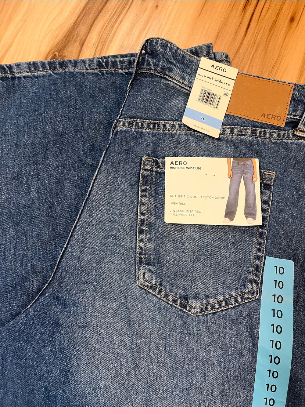 $65 New Aeropostale Aero Womens 10 (34”) High Rise Wide Leg Jeans Dark Wash NWT